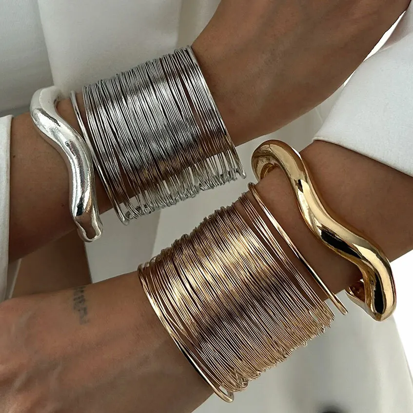 Lacteo Creativo Mille Strati Filo Fine Braccialetto Aperto Donne Alla Moda Colore Oro Gioielli Estetici Unici Daily Praty Steampunk Regalo