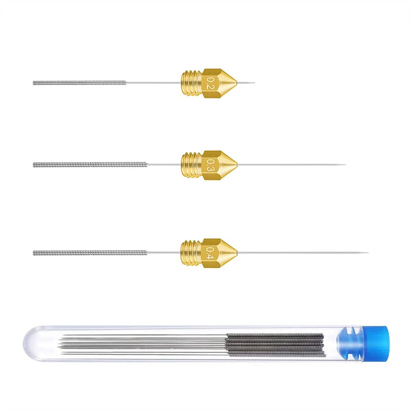 Kits de limpeza de bico de impressora 3D - 0,2 / 0,3 / 0,4 / 0,5 / 0,6 / 0,8 / 1,0 mm Agulhas de limpeza de bico de aço inoxidável Limpador de bico de impressora 3D
