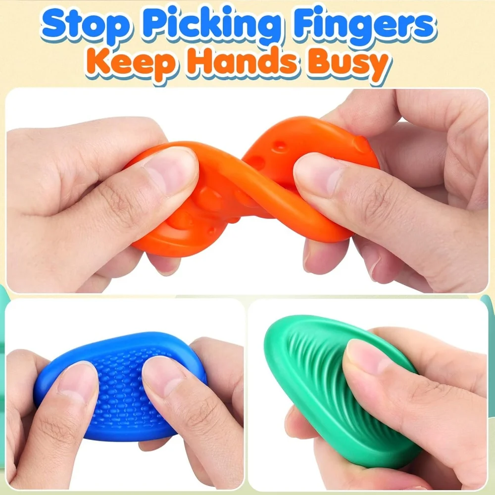3 Stuks/24 Stuks Set Fidget Speelgoed Volwassenen Zintuiglijke Siliconen Steen Geweven Voor Autisme Kinderen Kalmerende Down Fidget stress Relief Speelgoed