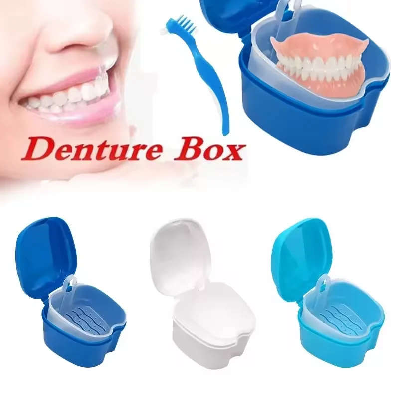 Scatola per protesi Custodia per pulizia denti finti Scatola di immagazzinaggio con contenitore a rete sospesa Custodia per denti artificiali Custodia per fermo ortodontico