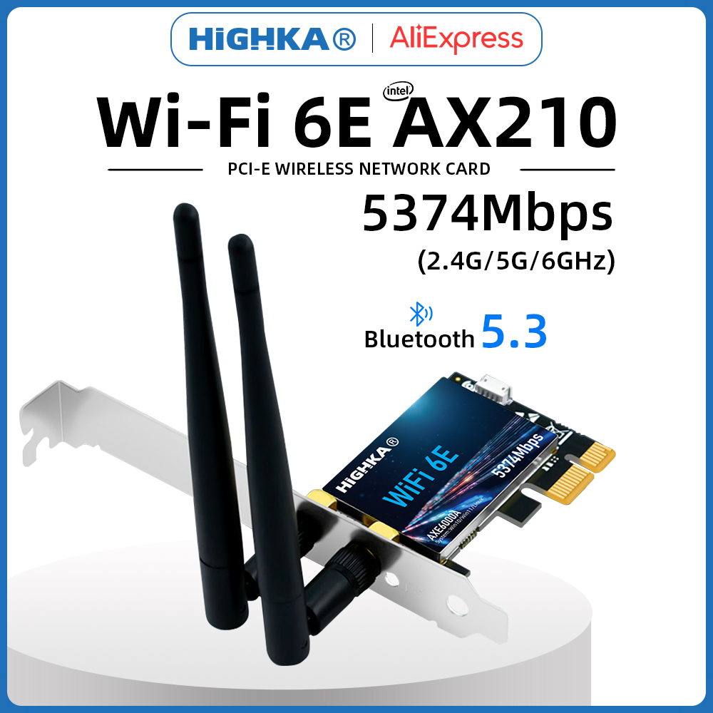 Wi-Fi 6E intel AX210 PCIe tarjeta Wifi 2,4G/5G/6GHz 5374Mbps PCI Express tarjetas de red inalámbrica Bluetooth 5,3 adaptador WiFi para PC