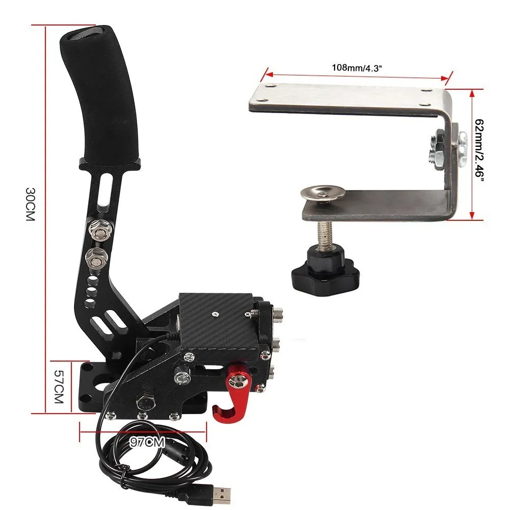 Usb freio de mão sim para g25/27/29 t300 t500 jogos de corrida fanatecosw sujeira rally sistema freio de mão vermelho preto azul HB-1009