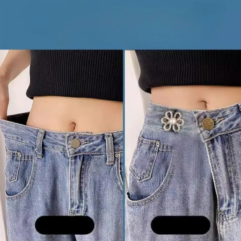 Kein Nagel erforderlich, Taillenschnalle, Straffung der Hose, Knopf, Hose, Rock, Schrumpftaille, Druckknopf, Retro-Metallblume, Taillenstraffer