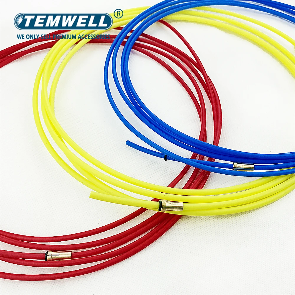 MIG MAG 용접 토치 PTFE 라이너 0.6-0.8/0.8-1.0/1.2-1.6 용접 와이어 유로 중앙 퀵 커넥터 키트 3M 4M 5M 빨간색 노란색 파란색