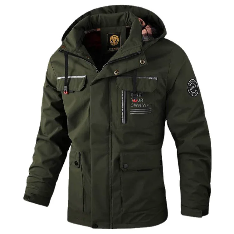 Chaquetas cortavientos informales a la moda para hombre, chaqueta con capucha para hombre, abrigo de invierno de concha suave impermeable para exteriores, ropa cálida de lana gruesa