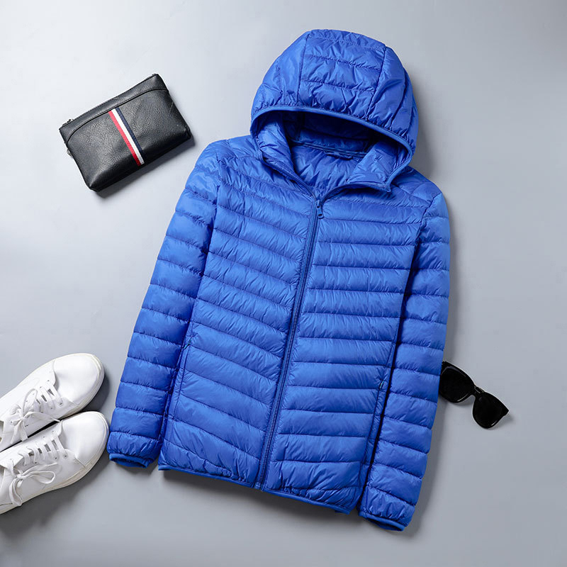 Мужское зимнее пальто, куртка на утином пуху, новинка 2024, ультралегкое тонкое пуховое пальто с капюшоном, портативное ветрозащитное парковое пальто-пуховик, мужское пальто 6XL