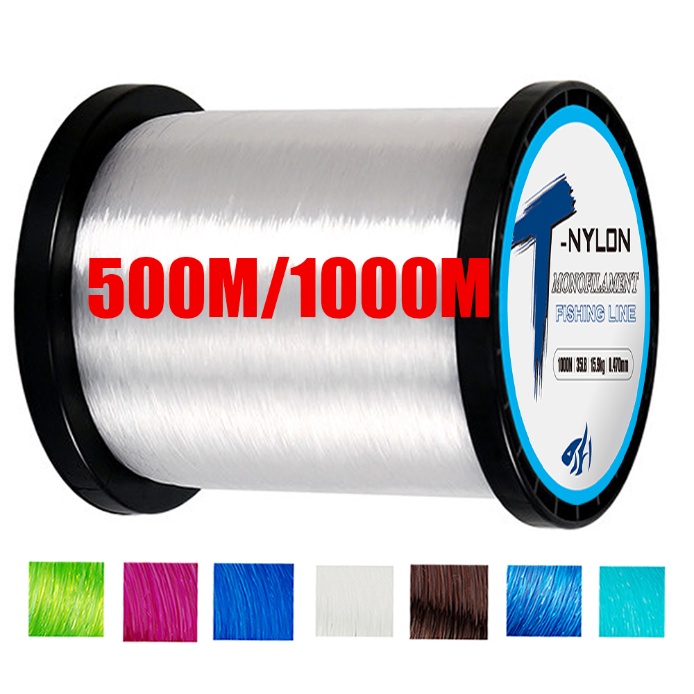 Línea de Pesca de nailon de 1000M, línea de Pesca de monofilamento súper fuerte, línea de Pesca recubierta de fluorocarbono moteado para Pesca de carpa olta
