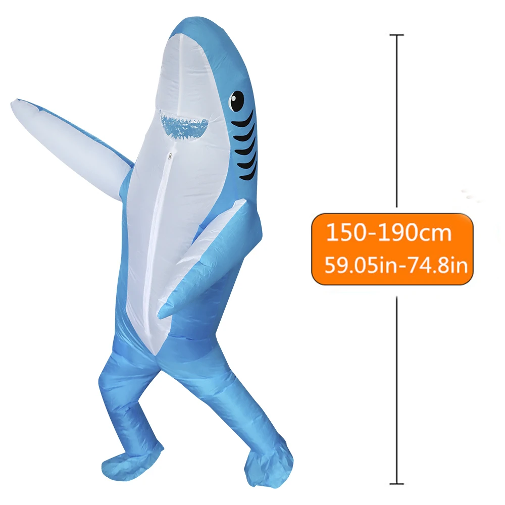 2 ขนาด,น่ารักที่ไม่ซ้ํากันยืน Shark Design Inflatable ชุด,ฮาโลวีนคริสต์มาสเล่นเครื่องแต่งกาย Props