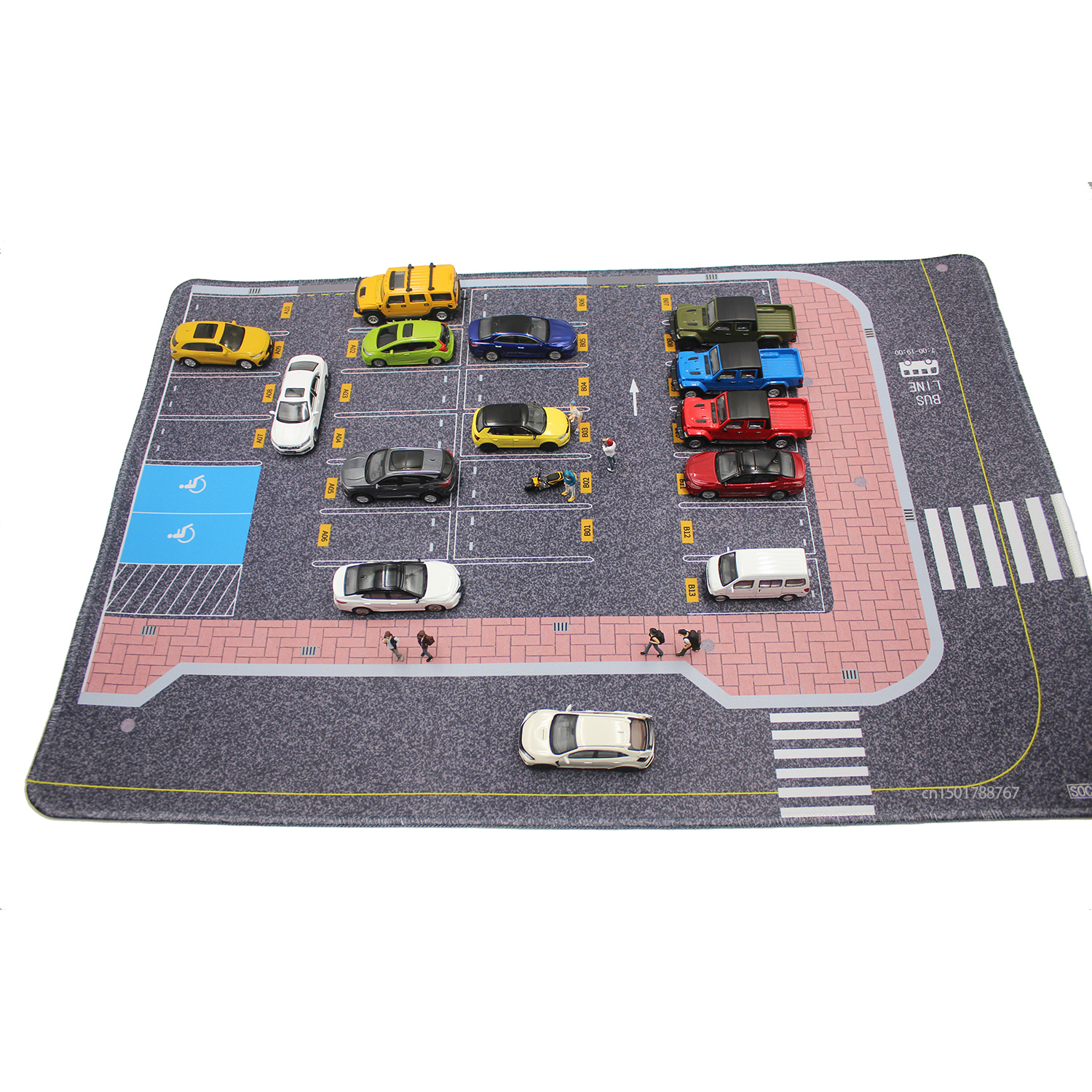 1:64 Scale Parking Road Garage Football Field Toy Mat Mouse Pad For Diecast Car Model Dolls Scene Display
