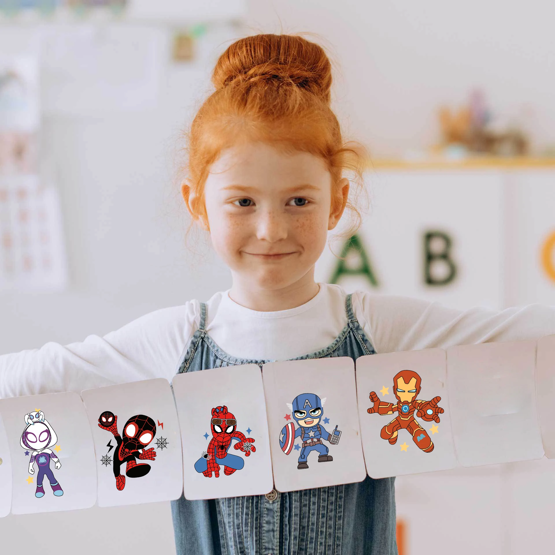 8/16/24 Uds SpiderMan Iron Man pegatina hacer una cara niños DIY rompecabezas divertido Anime montar pegatinas juguetes para niños niñas regalos
