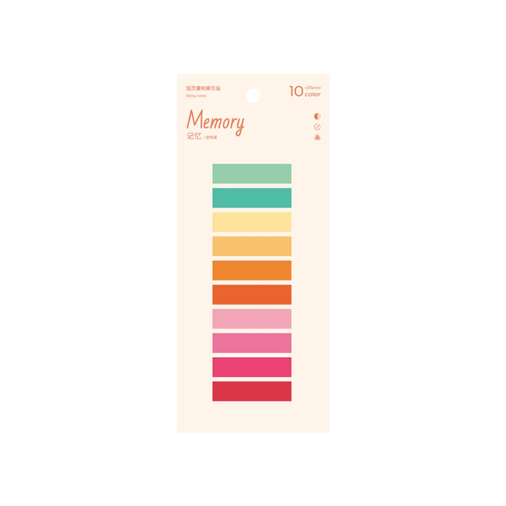 200 Sheets Colorful Sticky Notes Index Stickers Planning Reminder Memo Pad Bookmarks Notepads School Office Stationery