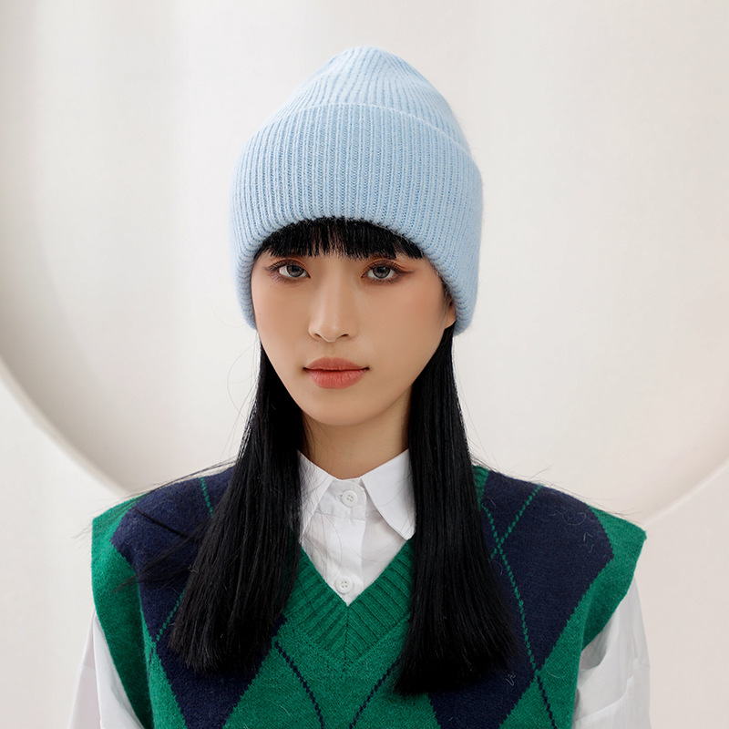 Frauen Winter Hut Echt Kaninchen Fell Winter Hüte Für Frauen Mode Warme Beanie Hüte Frauen Solide Erwachsene Abdeckung Kopf Kappe