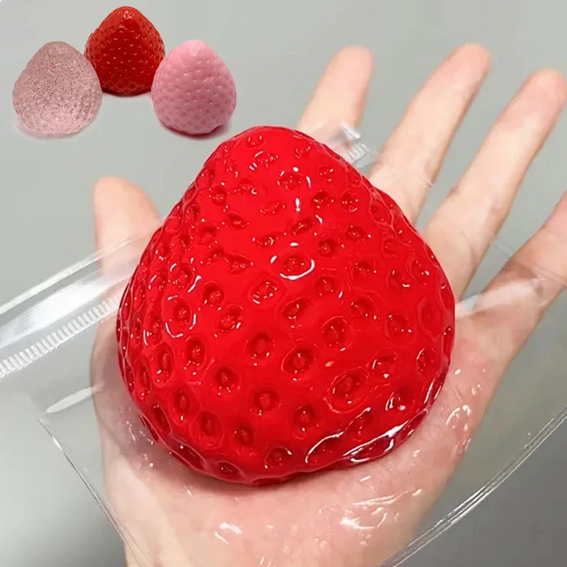 Grande morango squeeze taba brinquedo mole kawaii vermelho rosa squishies brinquedo frutas legumes macio menina presente de aniversário brinquedo