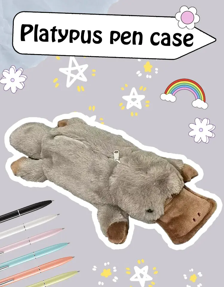 Pencil cases back to school Platypus Doll Pen Bag School Student High Value Soft Learning Stationery Storage Essential Organizer