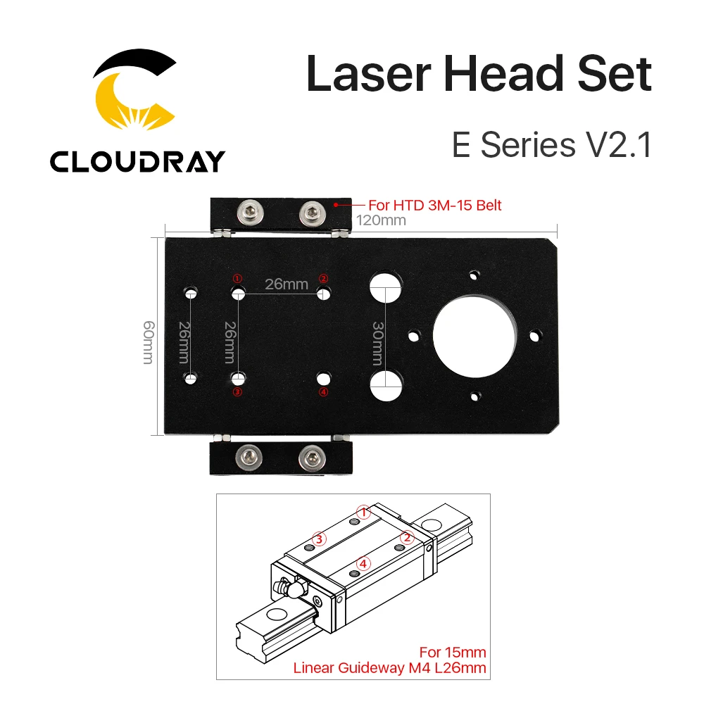 Cloudray E Series: ชุดหัวเลเซอร์ CO2 + เลนส์โฟกัส 1 ชิ้น + กระจกสะท้อนแสง 3 ชิ้นสําหรับชิ้นส่วนเครื่องจักรตัดแกะสลัก