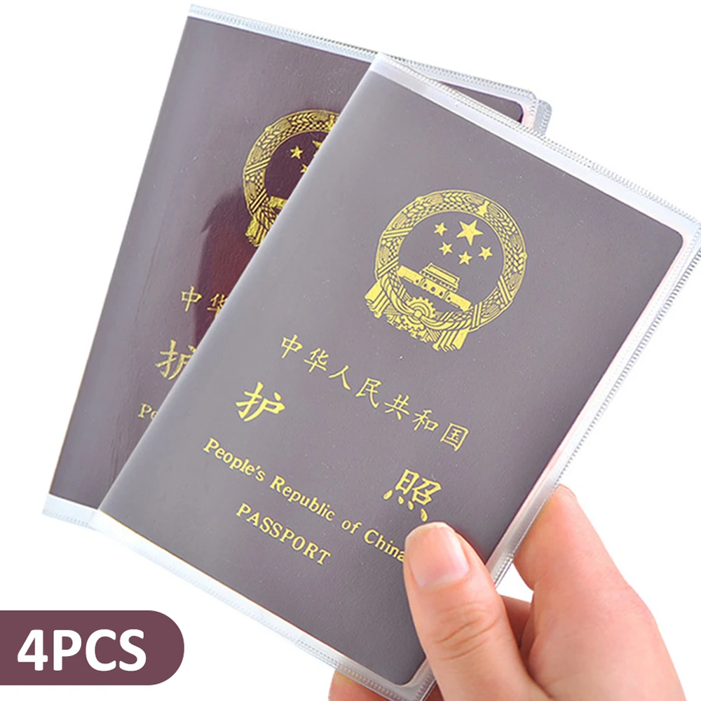 1-4pcs capa protetora de passaporte transparente fosco, material de PVC caixa de documentos à prova d'água