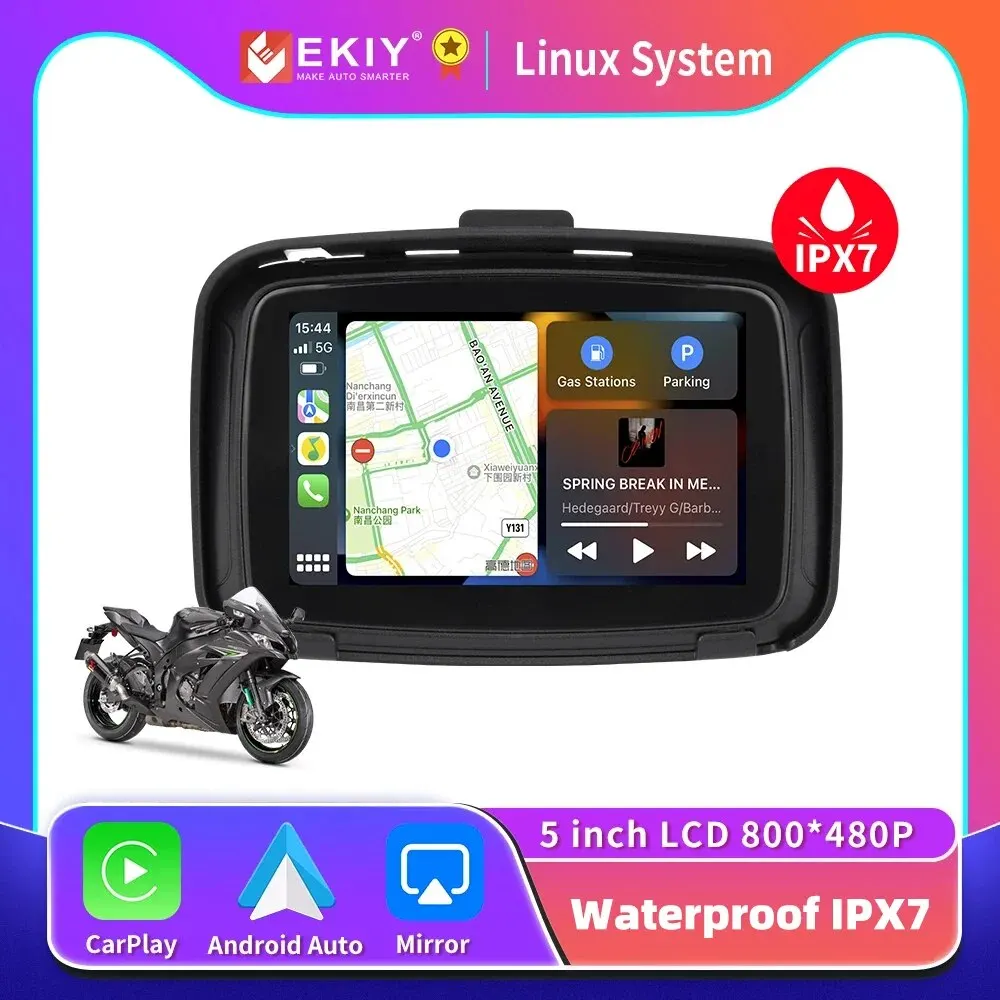 Ekiy-Carplay inalámbrico para motocicleta, dispositivo de 5 pulgadas con Android, navegación portátil automática, pantalla Gps, Ipx7, resistente al agua