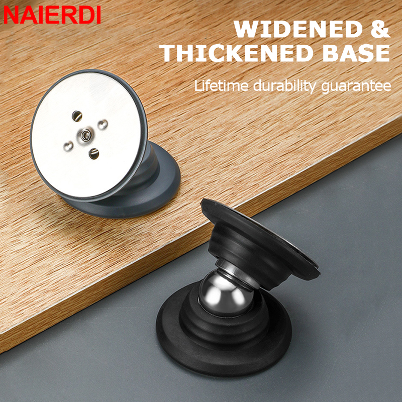 NAIERDI siliconen deurstoppers roestvrij staal magnetische non-punch deurstopper wandgemonteerde deurhouder meubelbeslag