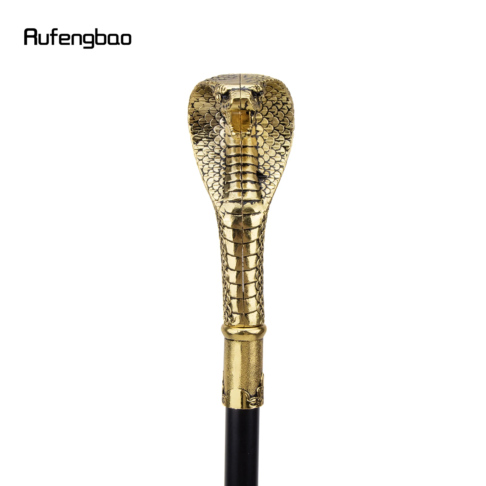 Bastão de luxo preto dourado com alça de cobra, botão de bengala elegante, bengala decorativa, festa elegante, 93cm