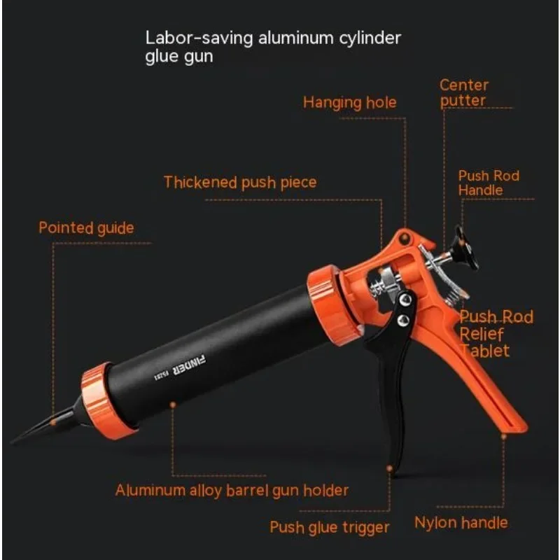 1pc 9 Inches Caulking Tool Kit Silicone Handheld Caulking Gun with Multifunction Grout Scraper and Caulk Nozzle Finisher Sealant