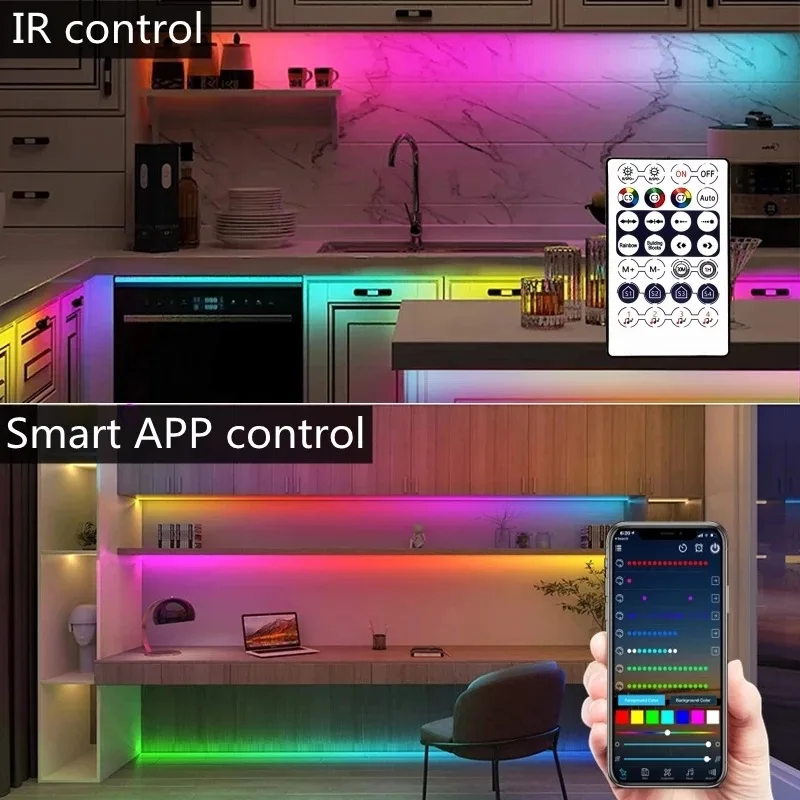 Tira de luces LED inteligente WS2812B 5050 RGBIC DC5V Flexible Tuya WIFI RGB luz LED de neón efecto de persecución luces Control por aplicación para Alexa Google
