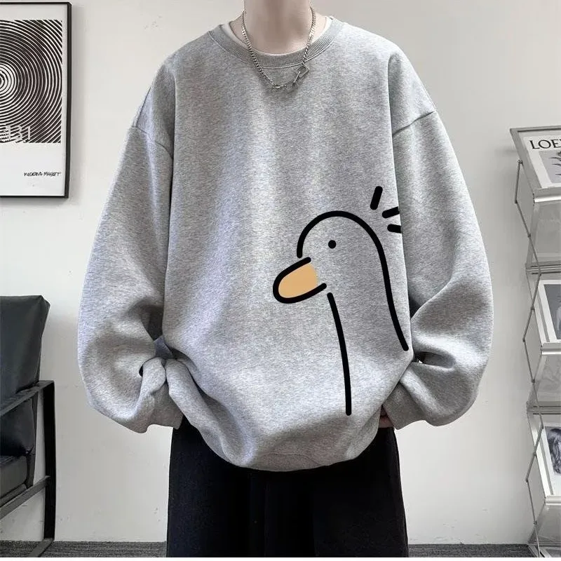 【Sudaderas de M-8XL】Sudadera de gran tamaño para hombre, ropa holgada de manga larga con estampado de pato amarillo a la moda para parejas