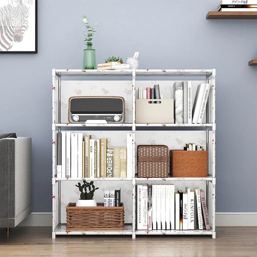 ชั้นวางหนังสือ Simple Book Storage Rack ตู้หนังสือชั้นวางเศษ Multi-Layer Closet Organizer ห้องนั่งเล่น Easy ASSEMBLY ตู้หนังสือเก็บ