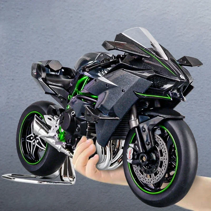 1:9 kawasaki h2r ninja v4s s1000rr liga fundida modelo de motocicleta brinquedo veículo carregando luzes off road autocycle brinquedos carro