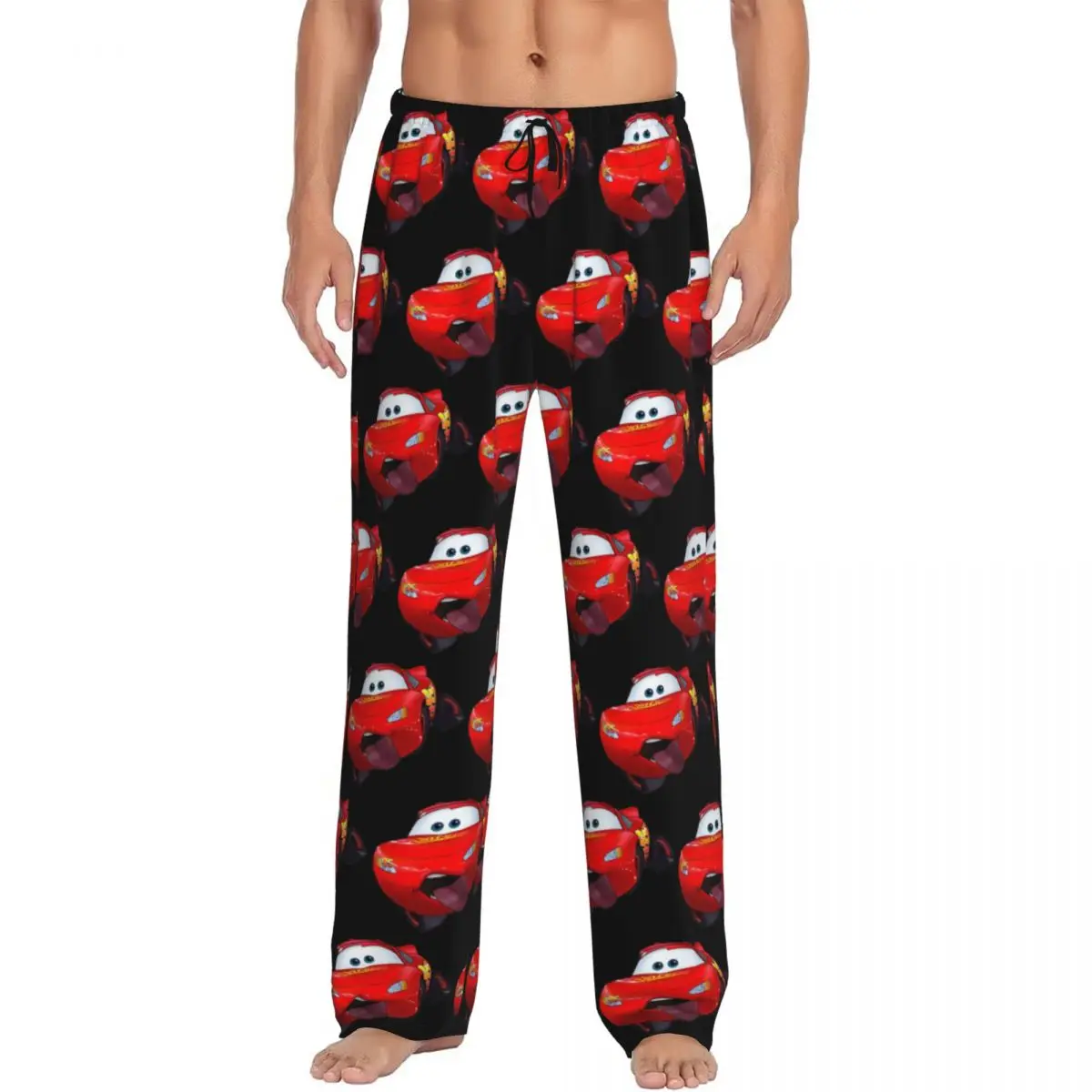 Custom Print Lightning McQueen Ahh Pajama Pants for Men Comic Hot Sleep Sleepwear Bottoms with Pockets