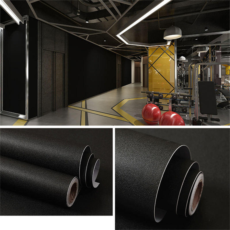 PVC 自己粘着壁紙装飾ビニールマットブラック粘着紙リビングルーム家具壁キッチンキャビネット装飾