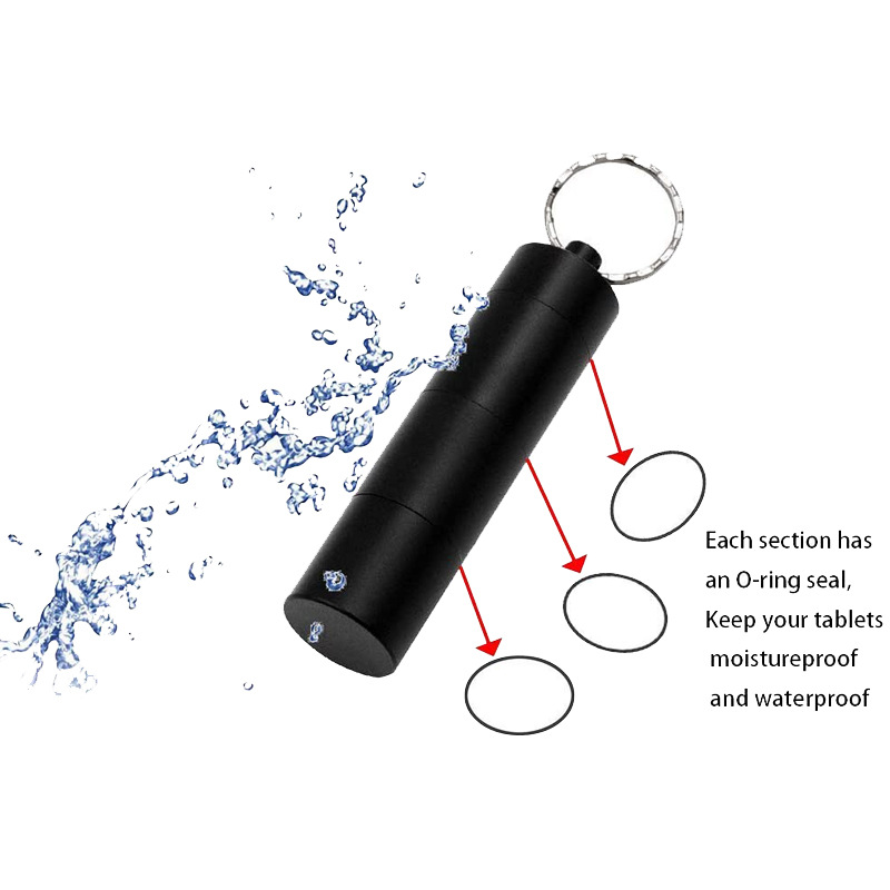ミニポータブルアルミ防水ピルボックスケース密封された 3 回グリッド 1 日オーガナイザータブレット旅行医学ビタミン魚油