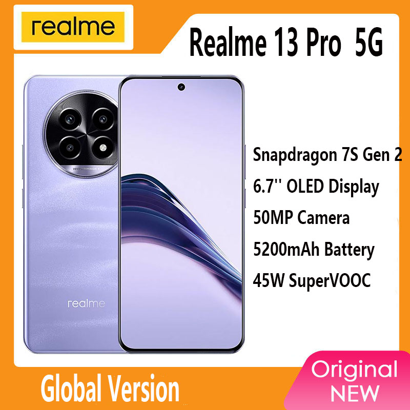 Versión Global realme 13 Pro 5G Smartphone Sony LYT-600 OIS Cámara Snapdragon 7s Gen 2 120Hz Curved Vision Pantalla 5200mAh Batería AI Imaging Características