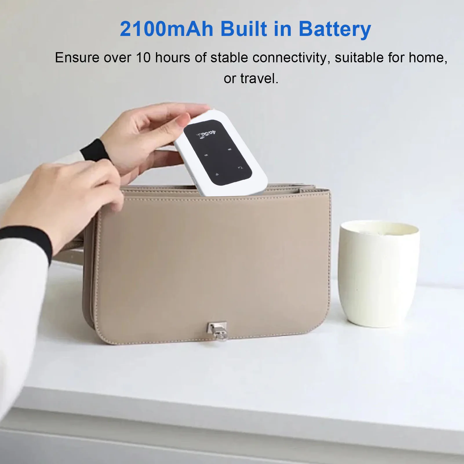 Travel 4G WiFi Mobile Hotspot Wide Compatibility Portable 4G WiFi Hotspot Device 300Mbps Long Battery Life for Campervan