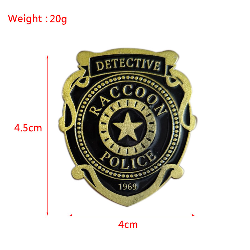 Mapa de polícia de guaxinim, distintivo de filme residente mal, broche de pino esmaltado, joias, mochila, decoração