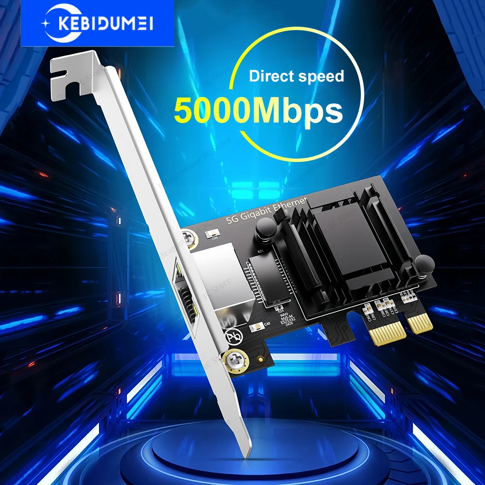 Сетевая карта PCI-E — RJ45, 5000 Мбит/с, Realtek 8126, 1G/2,5G/5G, интерфейс RJ45, адаптер Gigabit Ethernet PCI Express X1 X4 X8 X16