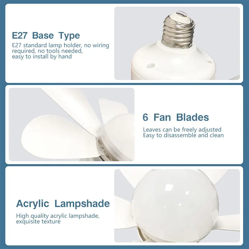 E27 Mit Fernbedienung LED Deckenventilator 30 W/40 W Dimmfunktion Ventilatorlicht Geeignet für Arbeitszimmer Küche Esszimmer AC85-265V