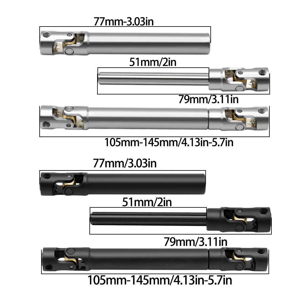 โลหะภายใน Spline ไดรฟ์เพลา Universal Joint Driveshaft สําหรับ 1/10 RC รถ Crawler Axial SCX10 Gladiator YK4082 TRX4 TF2 D110