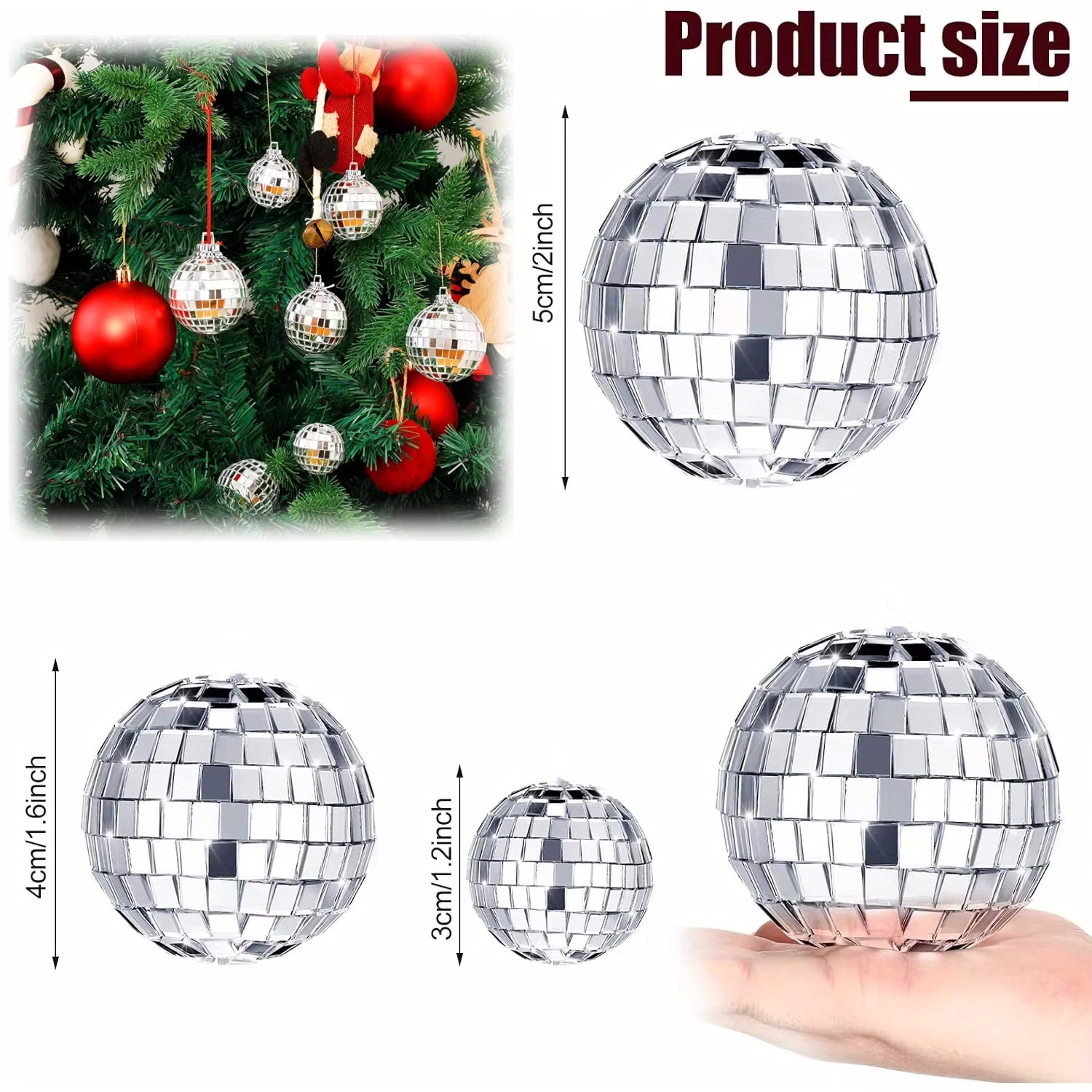 30 pçs mini bola de discoteca ornamentos vidro reflexivo prata baubles para mardi gras discoteca festa decoração espumante presente da árvore de natal