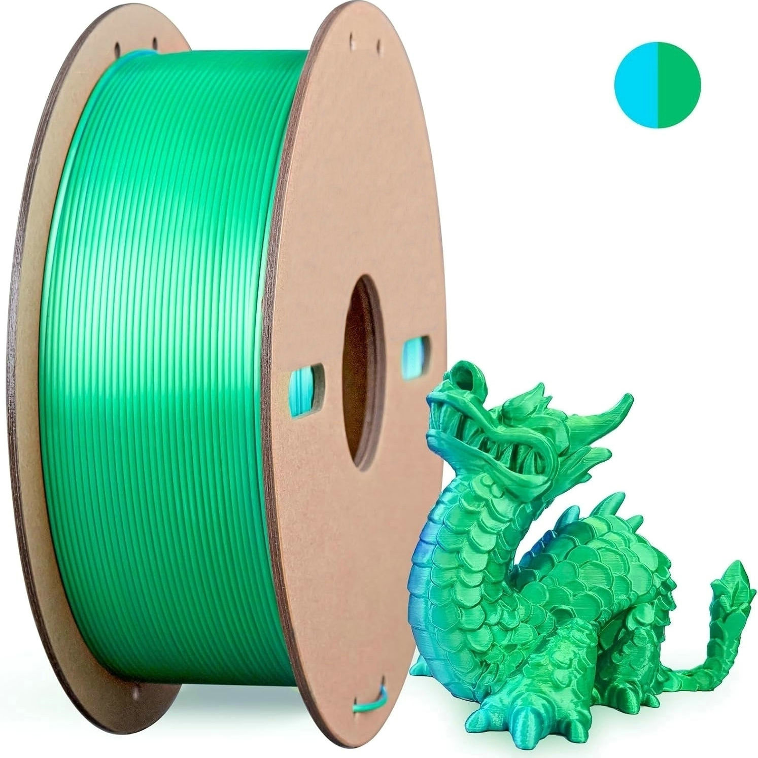 Filamento de impressora 3D multicolorido, filamento de impressão brilhante de seda PLA de 1,75 mm de cor dupla/tri, 250g (0,55 libras) cabe na maioria das impressoras 3D FDM
