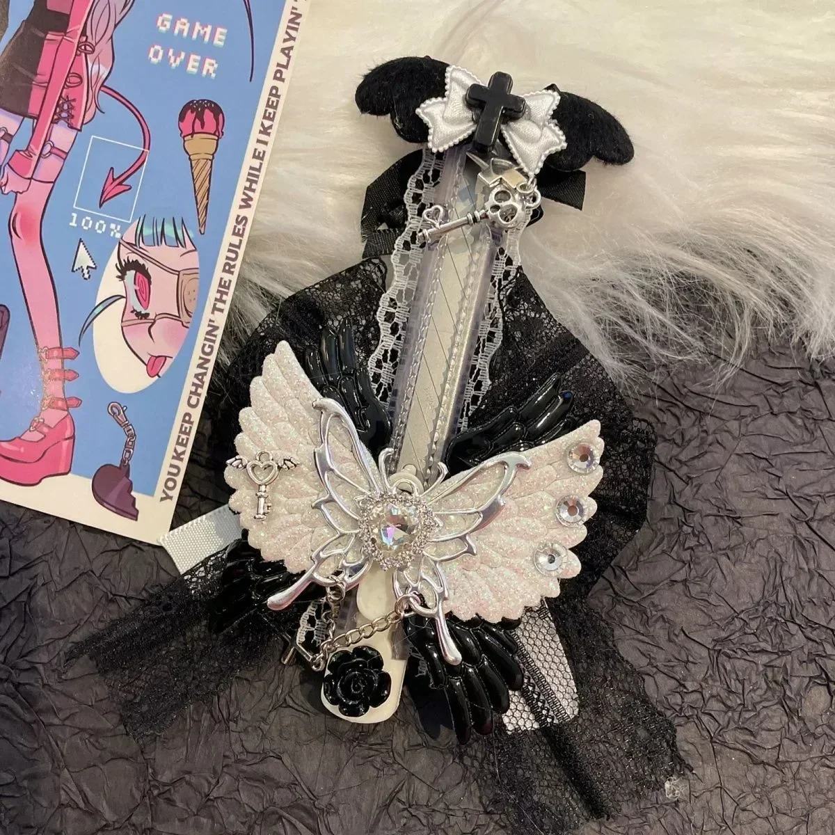 1Pc かわいいピンク天使の羽恋人ユーティリティナイフ Y2K サブカルチャーかわいい女の子エクスプレスボックスレターオープナー文具紙カッター
