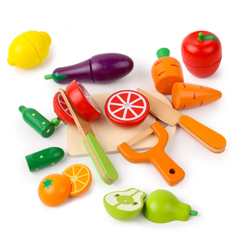 Juego de frutas y verduras para niños, juguete de simulación de cocina, juego clásico de madera, juguete educativo Montessori, regalo de corte