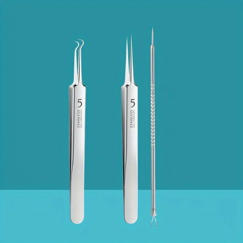 ชุดเครื่องมือกําจัดสิวสแตนเลส 4/7/8 ชิ้น - ชุด Blackhead & Pimple Popper สําหรับทุกสภาพผิว, ปราศจากน้ําหอม, เครื่องมือเสริมความงาม