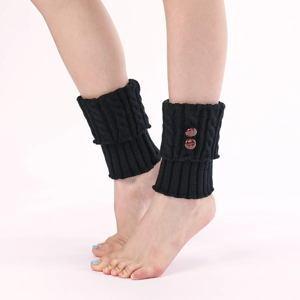 สตรีสีทึบขาอุ่นฤดูใบไม้ร่วงสาวฤดูหนาวความร้อนเข่าความยาว Boot ถุงเท้าถัก Footless ถุงเท้าขาอุ่น