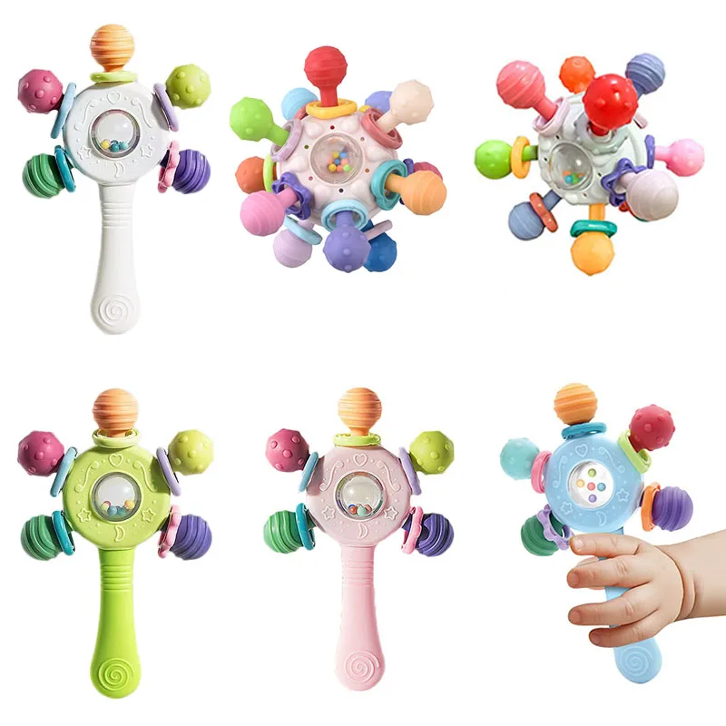 Baby Development Toy 0 6 12 Months Sensory Baby Teether Balls Rattle Educational Toys Soft Teething Rattle Toys Games For Kids