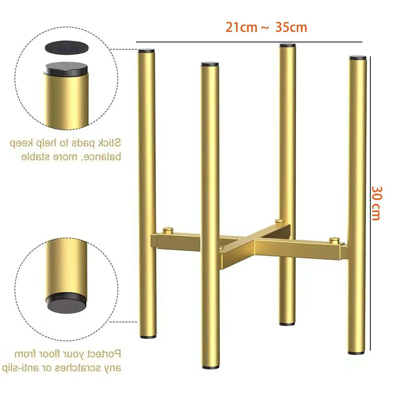 Supporto per piante regolabile Supporto per articoli in metallo Elegante supporto per piante stabile di metà secolo per la casa Adatto a vasi da 7 a 12 pollici per interni ed esterni