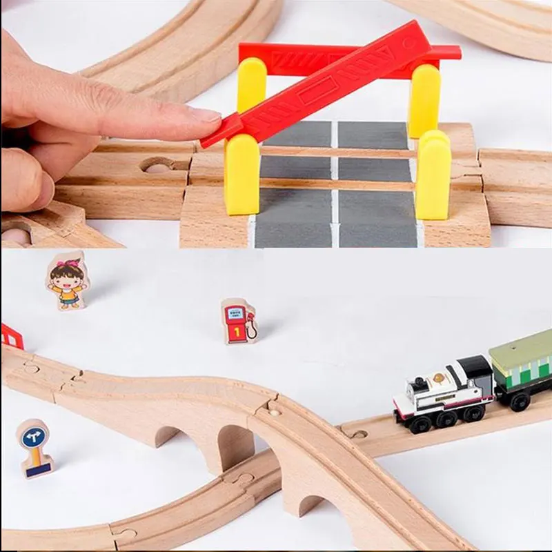 木製橋トンネル都市鉄道高架交通車のおもちゃのシーン結合列車レールトラック木製アクセサリーブナターンテーブル DIY