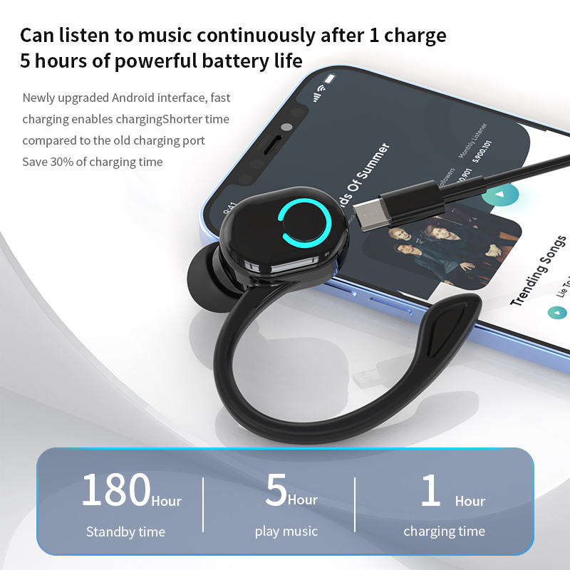 Bezprzewodowe słuchawki Bluetooth HIFI Bass z mikrofonem HD słuchawki douszne z zaczepem na ucho życie z redukcją szumów wodoodporne słuchawki do gier sportowe muzyczne