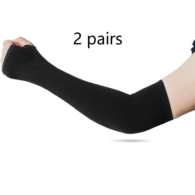 2 pares de fundas de mano protectoras para brazo de conducción al aire libre de verano, color negro