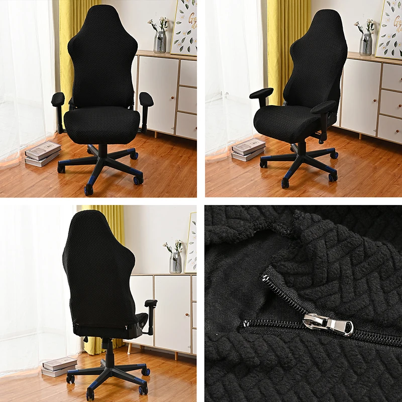 Funda elástica de lana Jacquard para silla de juegos, funda protectora elástica a prueba de polvo para asiento, Color sólido romboide para el hogar y la Oficina