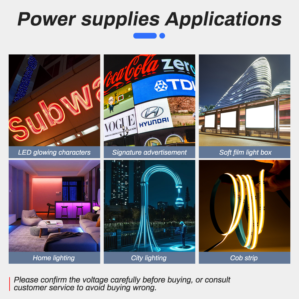 12V 24V แหล่งจ่ายไฟ LED 500W 400W 300W 200W 100W 60W LED AC/DC Transformer Converter สําหรับ LED Strip ในร่มบ้าน